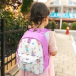 Pink Kids Backpack Cute Dinosaur Unicorn Mermaid Print School Bag for Girls, Lightweight Daypack for Travel Gift