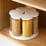 Grain Dispenser Rotating Grain Storage Container Cereal Dispenser 6-Grid Storage Containers Kitchen Supplies for Flour Sugar