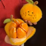 Lifelike Peelable Orange Segments Fruit Plush Toy Stuffed Soft Simulation Food Keychain Backpack Pendant Cartoon Toy Gift