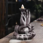 Purple Clay Waterfall Incense Burner Creative Buddha Hand Home Decor Incense Holder Portable Ceramic Censer Handicrafts