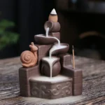 Purple Clay Cute Snail Waterfall Backflow Incense Burner Zen Meditation Feng Shui Home Decoration Portable Incense Censer